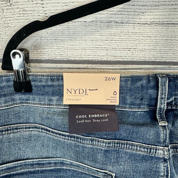 NYDJ Plus Size Marilyn Straight Stripe Raw Hem Jeans Size 26W - Picture 6 of 8